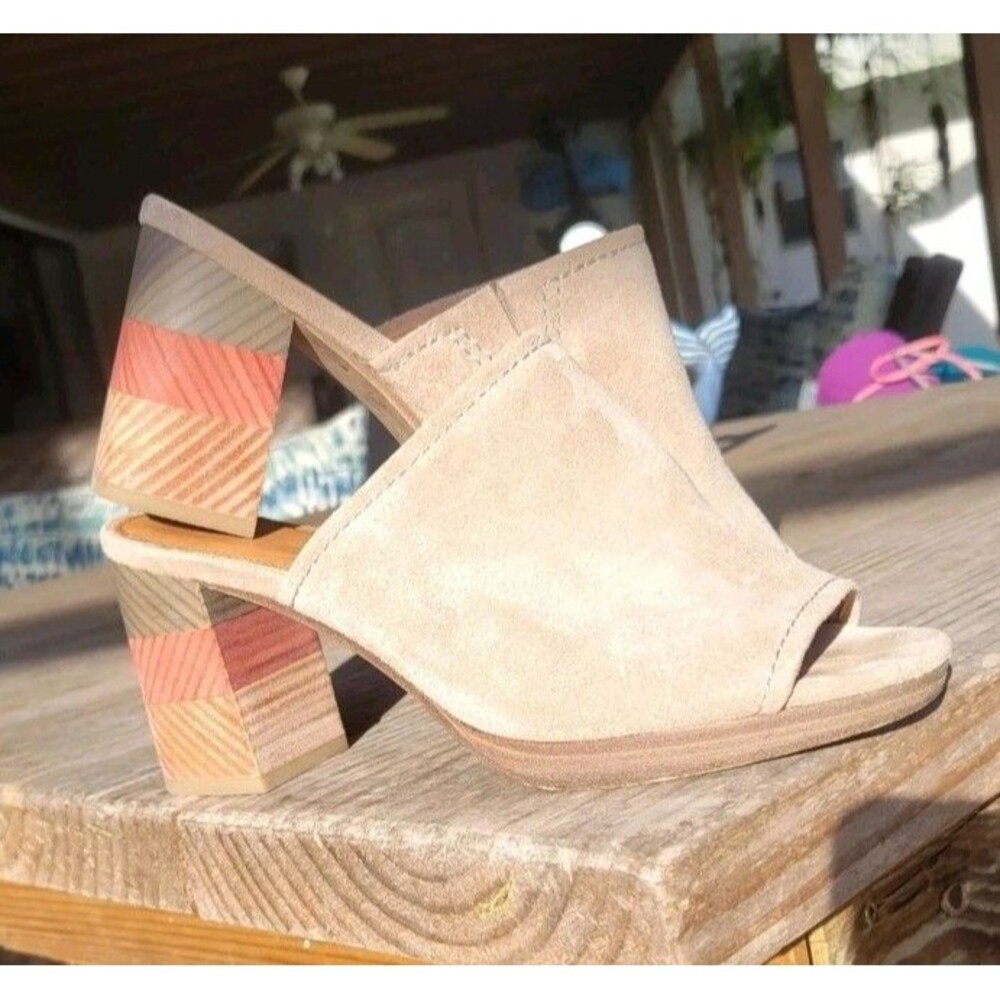 FRYE Blake Ash Women's Sz 8 Reto Vibe Chevron Multi Color Heel Mule 3"Block Heel